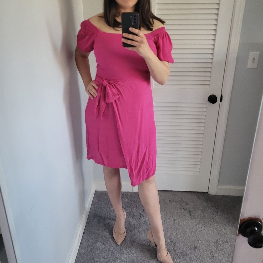 New maeve fuchsia tie dress off shoulder